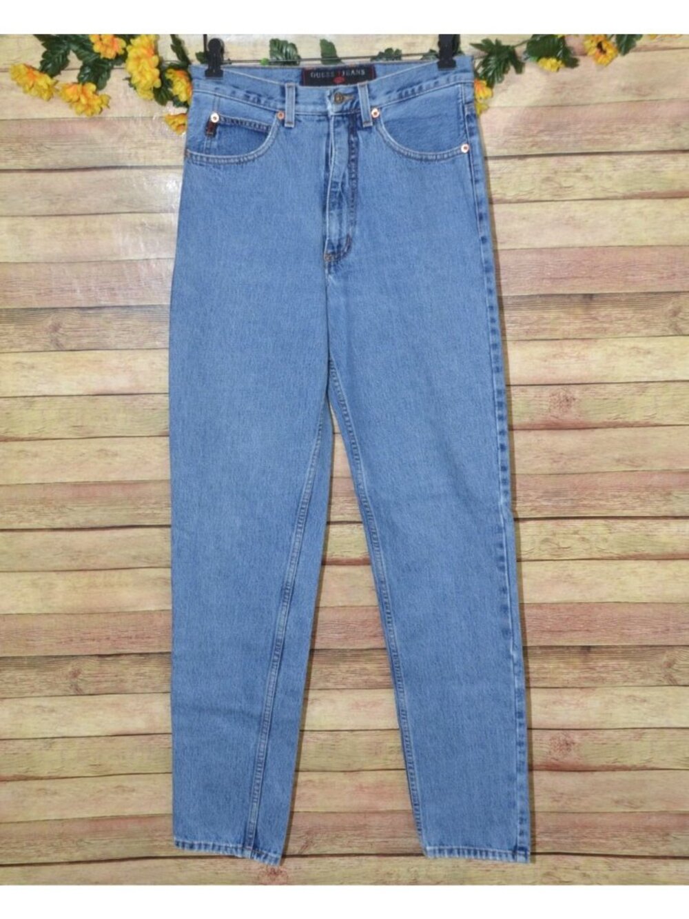 Vintage 90's Guess 052 High Rise Classic Fit Tapered Blue Jeans Size 29 USA Made